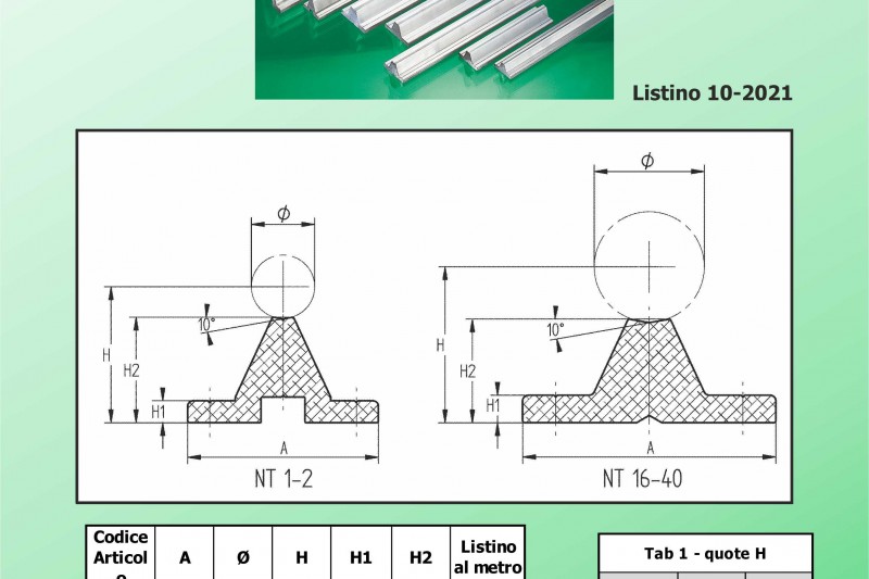 Catalogo e listino profili prismatici NT